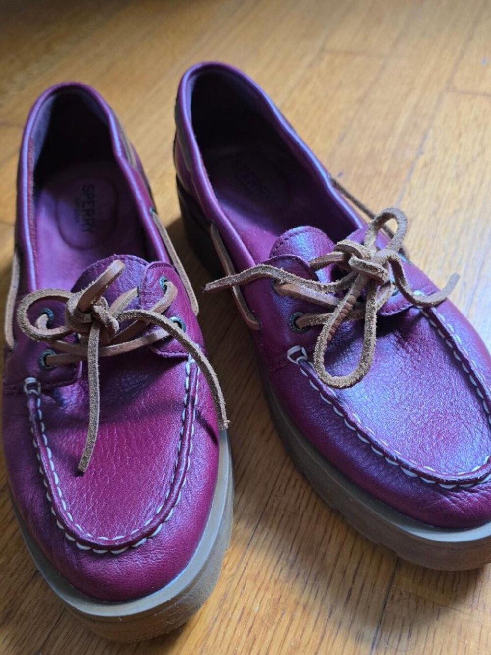 8.5 Sperry Chunky Leather Boat Shoes/Loafer Women Oxblood Red Lug Sole